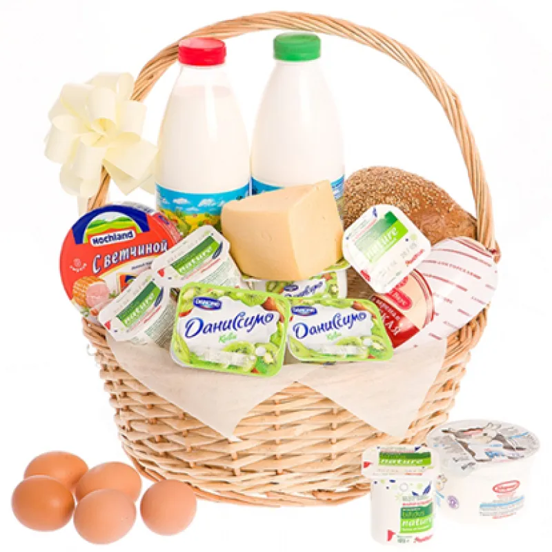 Корзинка свежих продуктов с хлебом и молоком, доставка Бузулук